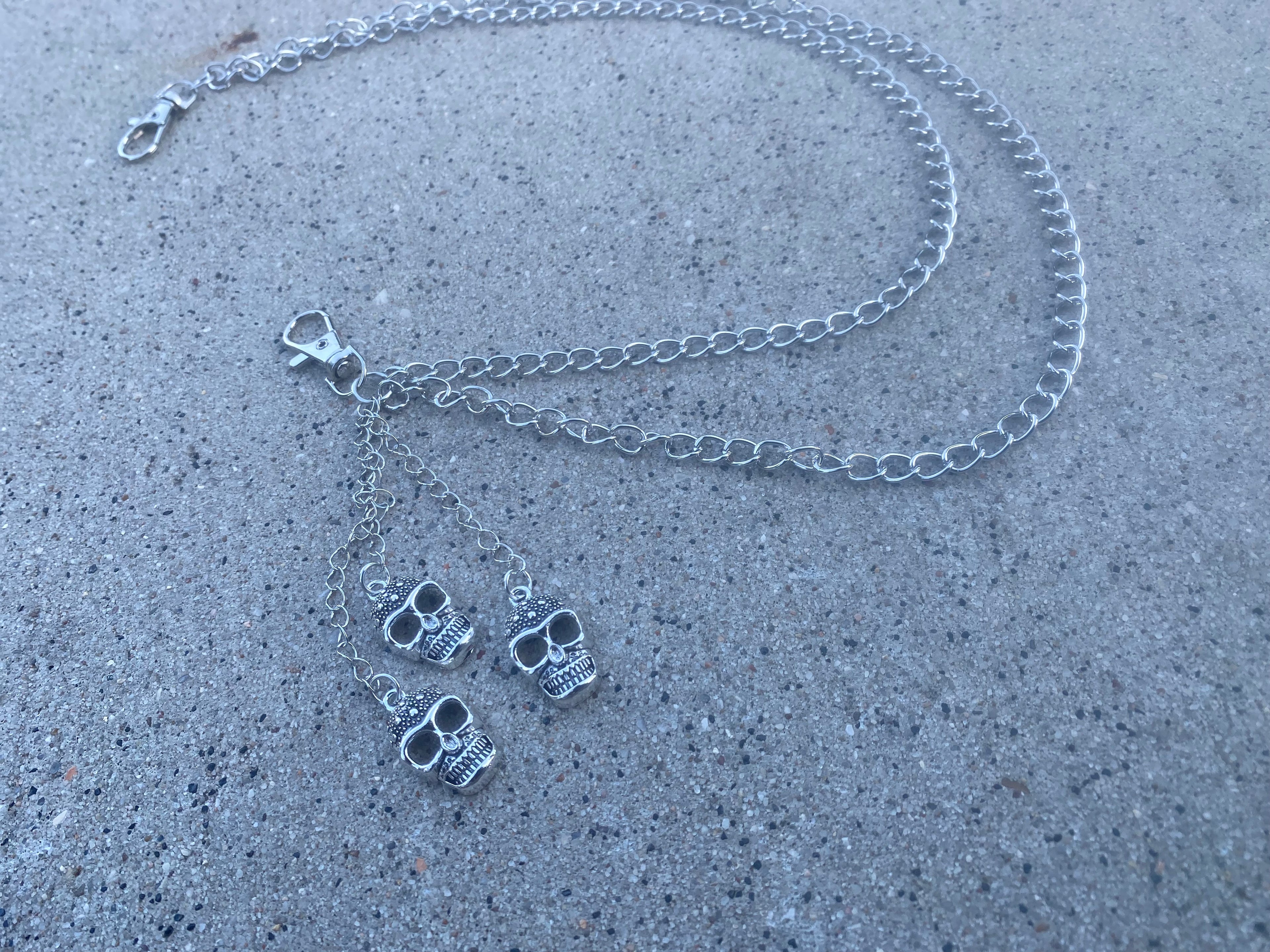 DINERO XXI 3 HEADED SKULL DOUBLE LINK PANTS CHAIN💱💫