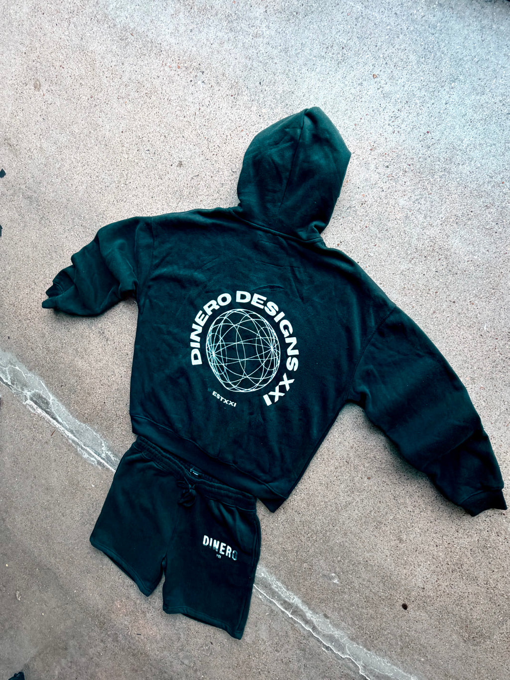 DINERO XXI ZIP UP HOODIE & SHROTS SET