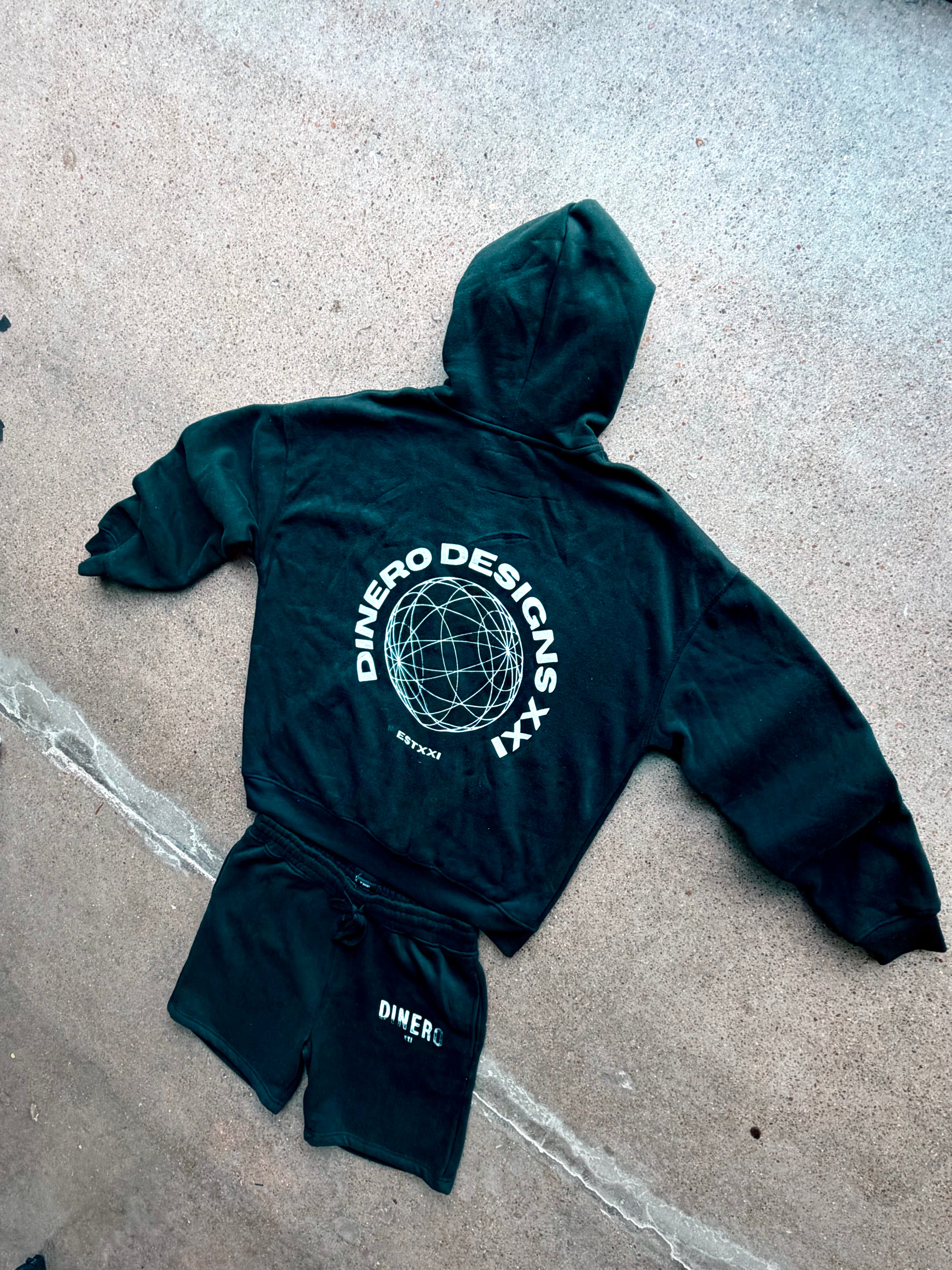 DINERO XXI ZIP UP HOODIE & SHROTS SET