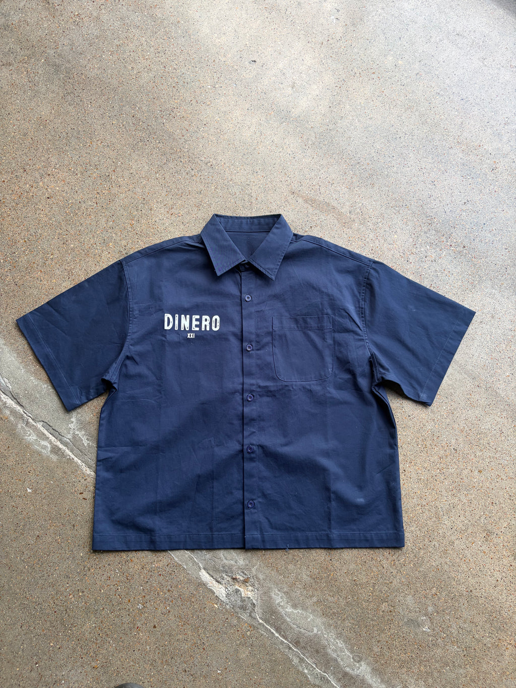 DINERO XXI TAILORED NAVY TRUCKER SHIRT