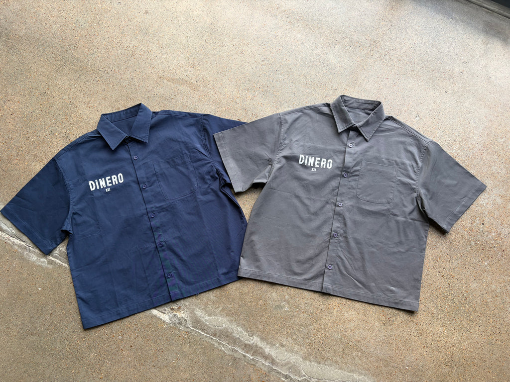 DINERO XXI TAILORED NAVY TRUCKER SHIRT