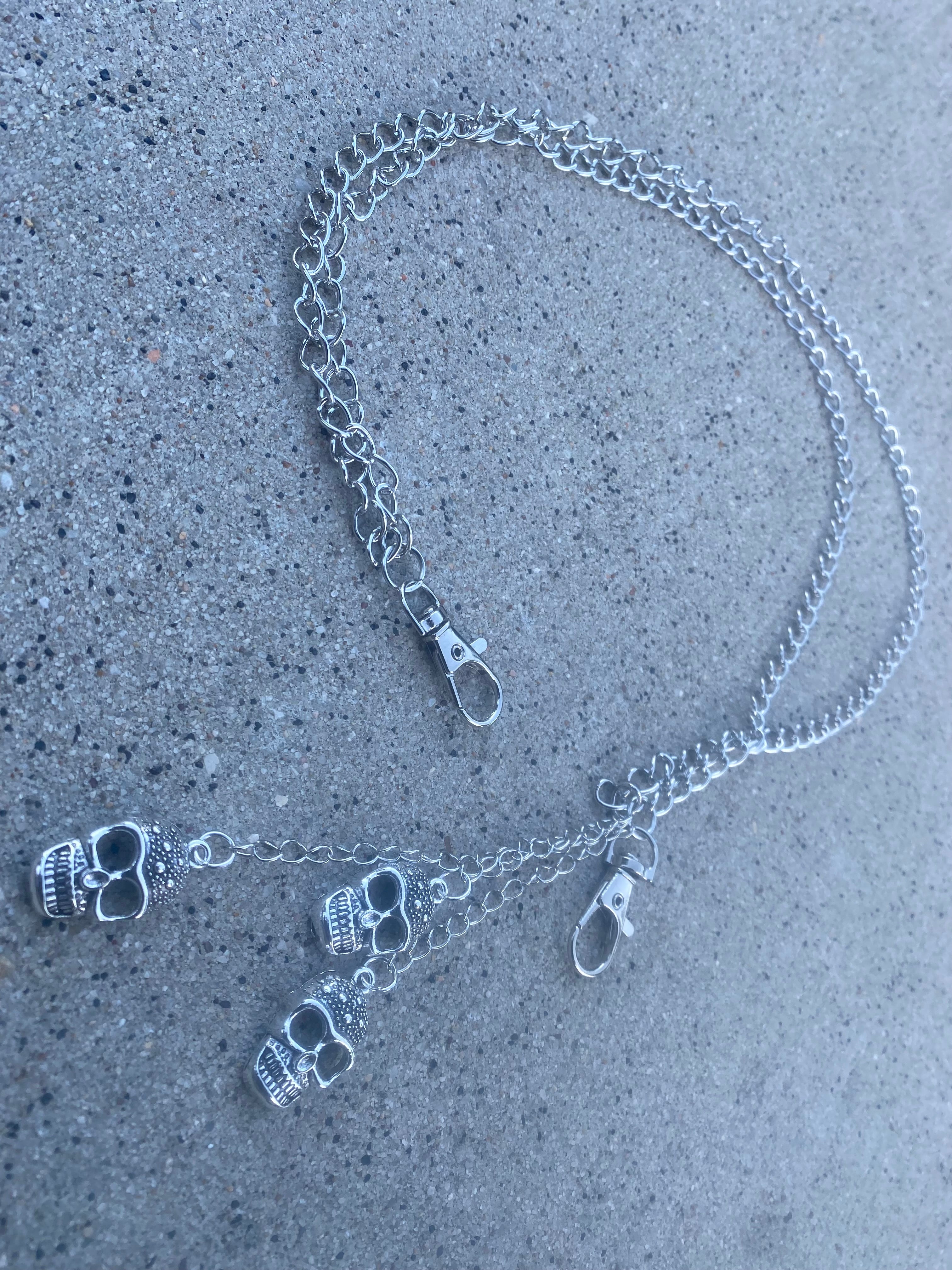 DINERO XXI 3 HEADED SKULL DOUBLE LINK PANTS CHAIN💱💫