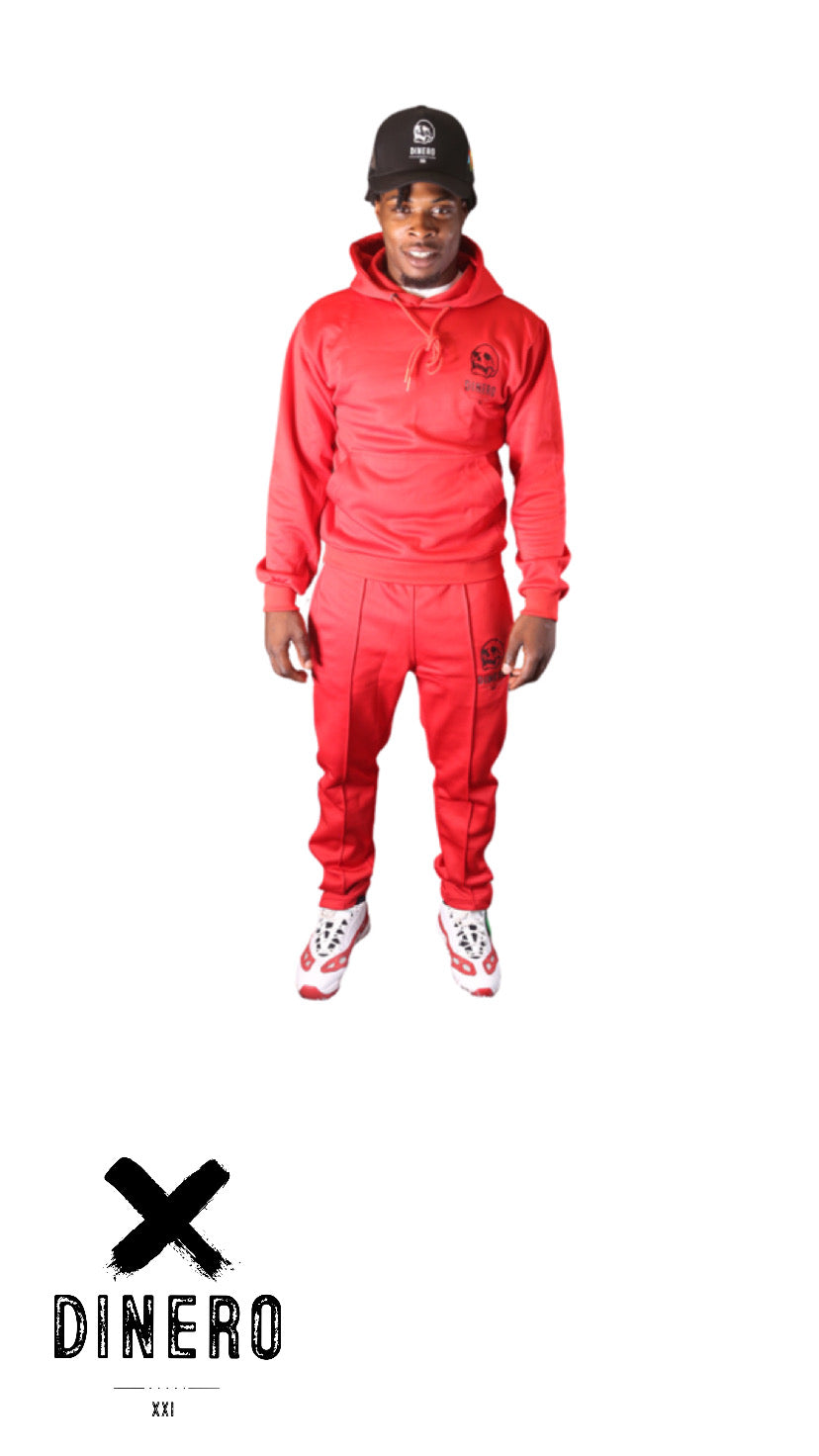 DINERO XXI Red Embroidered  Hoodie